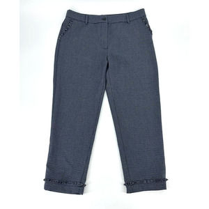 Lili Sidonio Molly Bracket woven herringbone fringe trim pants size MED NWT